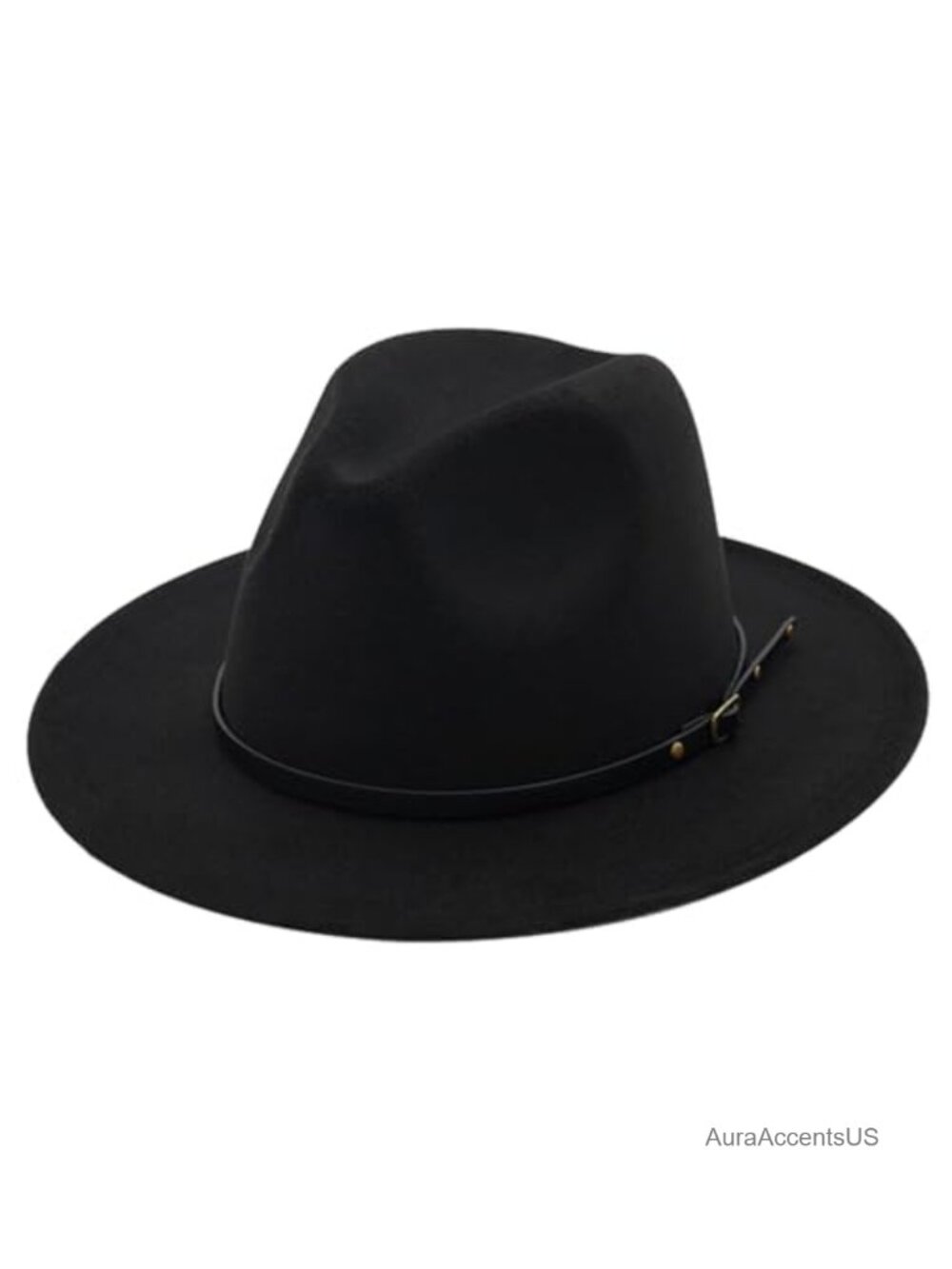 Felt Fedora Hat Wide Brim Panama Hat with Belt Buckle